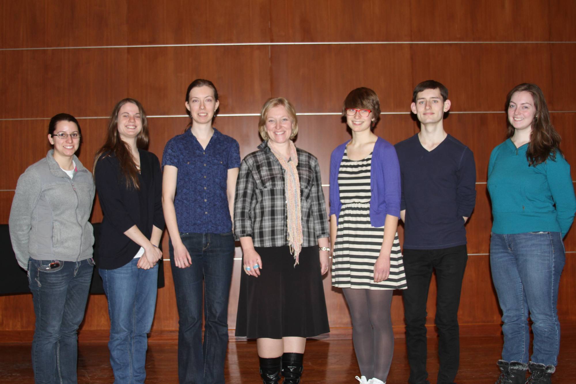 GVSU oboists group photo in the Sherman Van Solkema Recital Hall